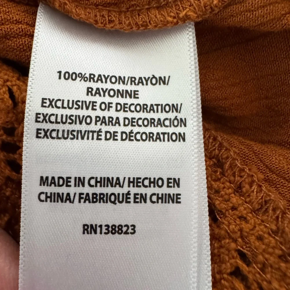 Idyllwind Romance Floral Embroidered Swiss Dot Blouse Rust Color Size Small
